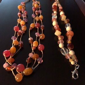Beaded necklace with matching bracelet